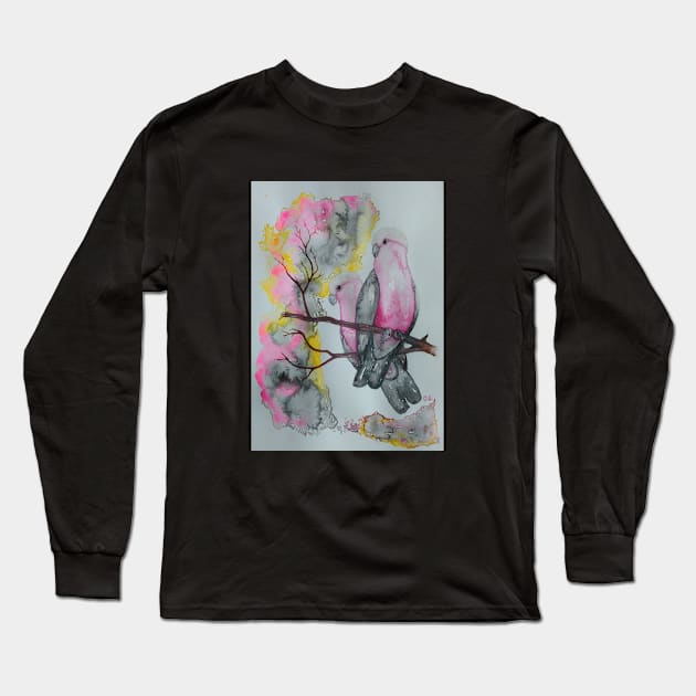 Australian Galahs - bird art Long Sleeve T-Shirt by GarryGreenwood